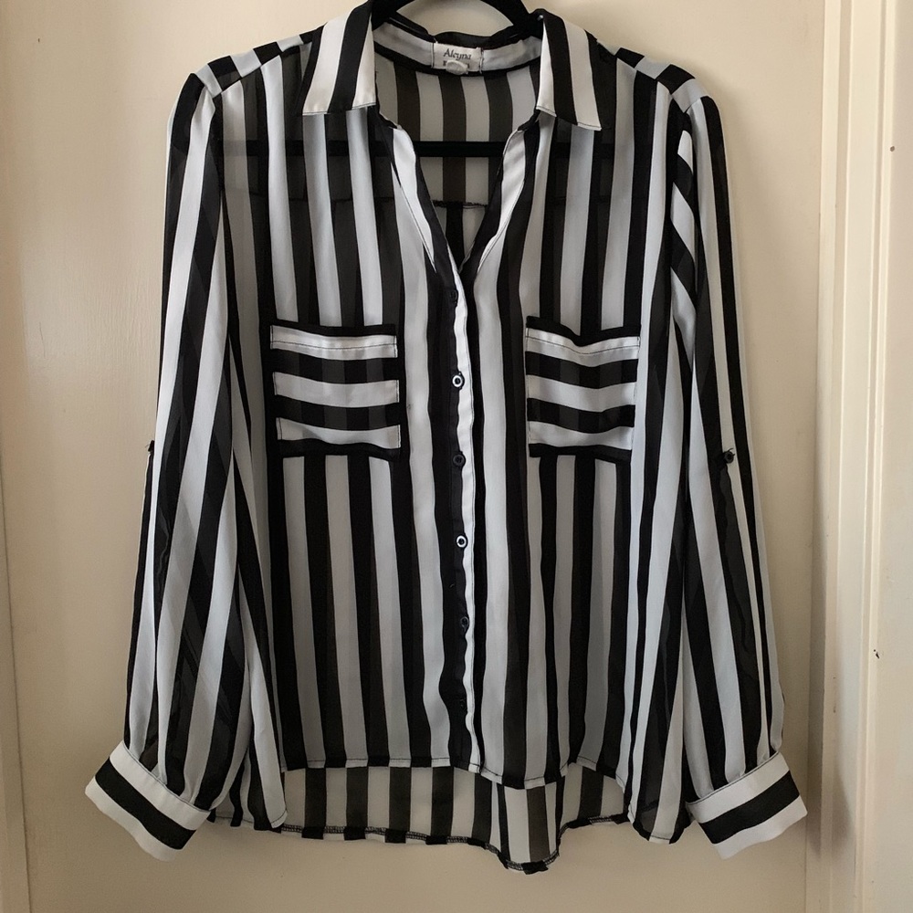 Block striped button down shirt